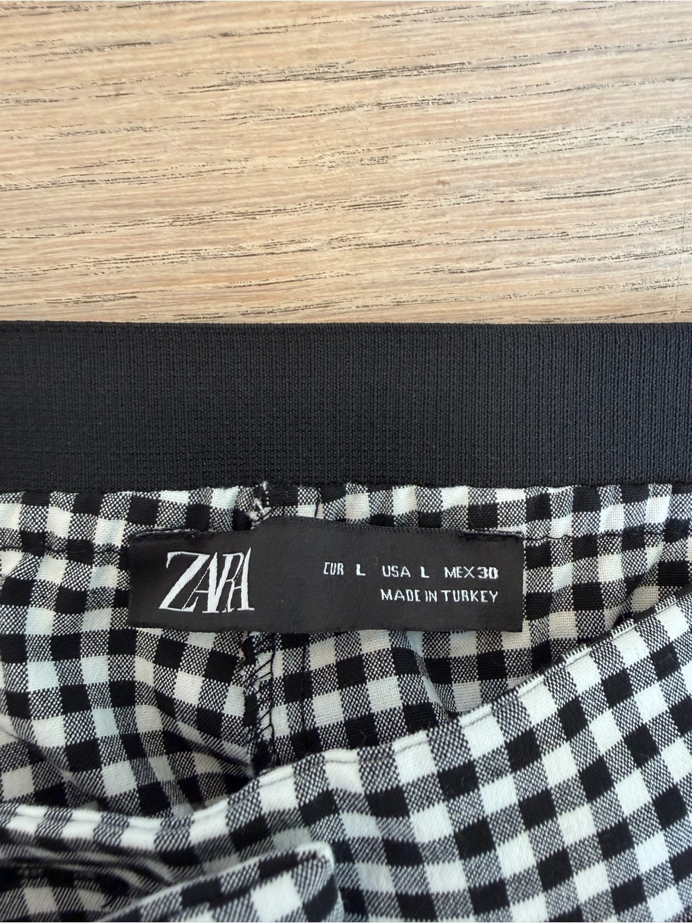 Zara Black White Gingham Check Straight Leg Ankle Pants Women’s Large - Picture 3 of 6
